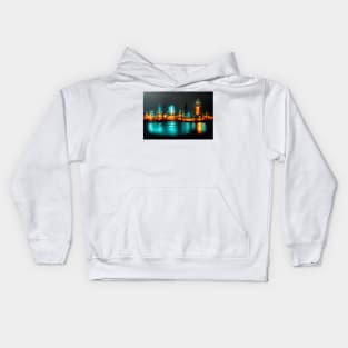 Neon London City Skyline With Buildings In Neonlight / England Kids Hoodie